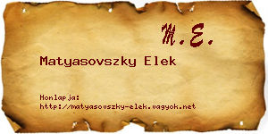 Matyasovszky Elek névjegykártya